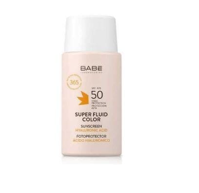 Babe Super Fluid Color Protector Solar con Acido Hialuronico FPS50 50ml Farmex-Pluxee-Persistente